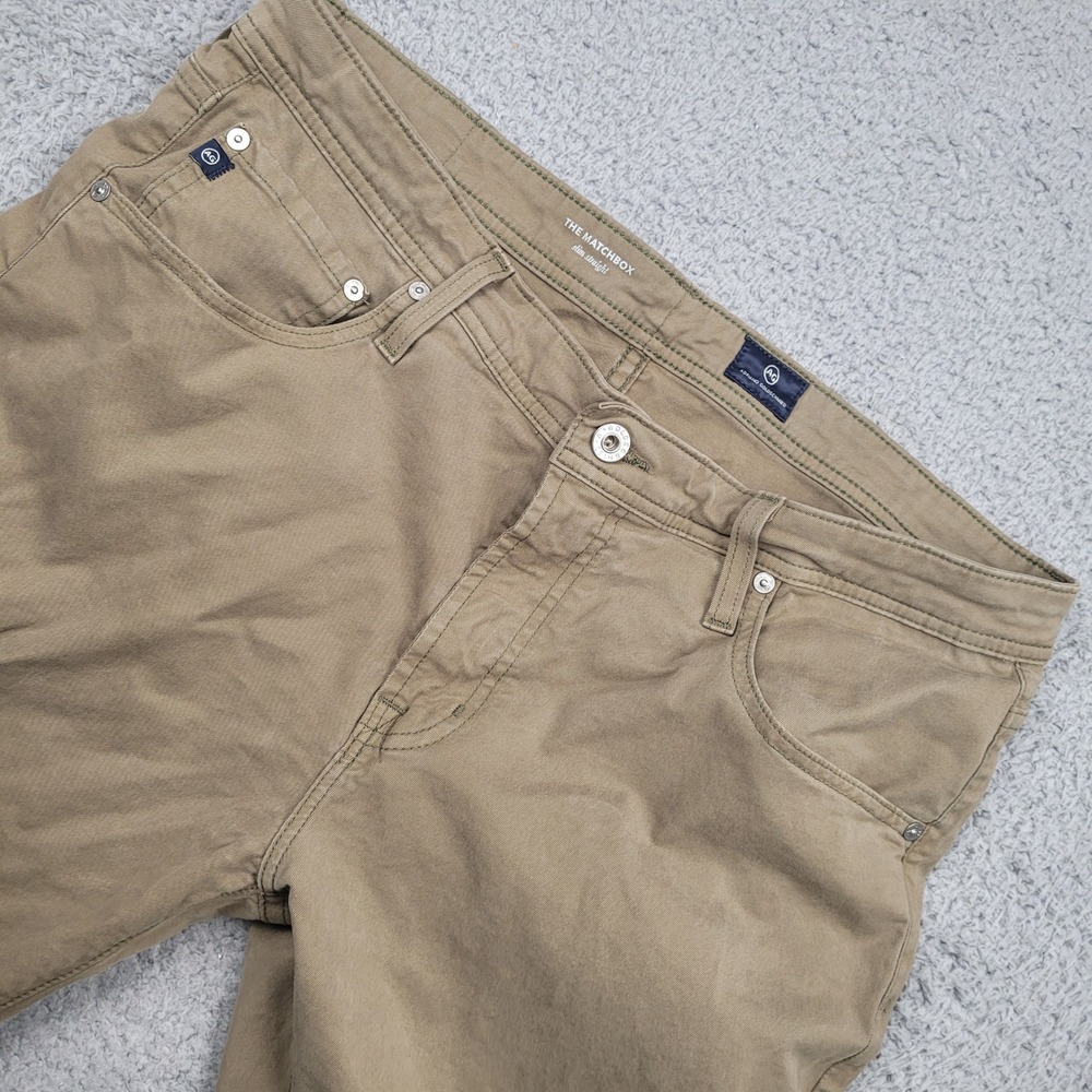 AG‎ Adriano Goldschmied Matchbox Slim Straight Khaki Pants Mens Size 36R